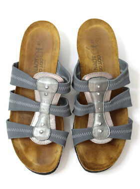 Naot Brooke Sandals Women's EUR 41 Slide Grey Metallic Rhinestones